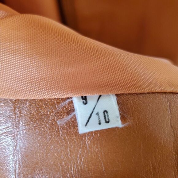 Vintage Women's Brown Leather Knee Length Coat Trench Cowgirl Western Rodeo - Picture 11 of 11